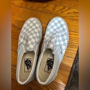 Baby blue checkered vans
